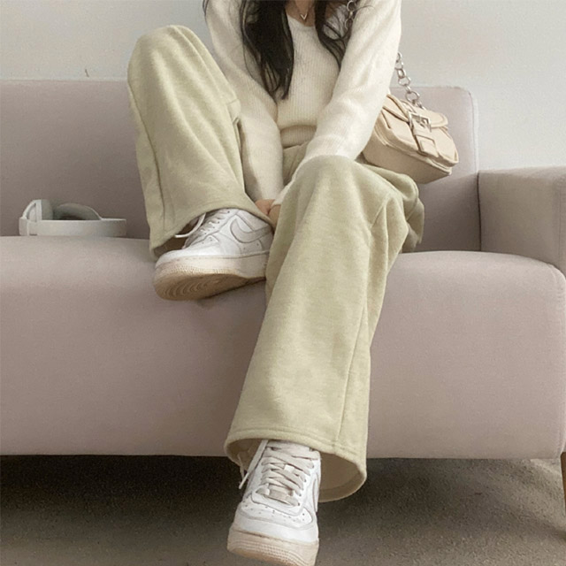 8color] 裏起毛 リブ ワイドパンツ | ファッション通販サイト NUGU