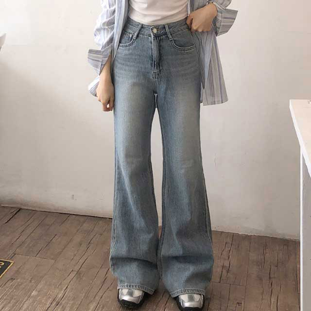 セミブーツカットウォッシュデニムパンツ | ファッション通販サイト NUGU