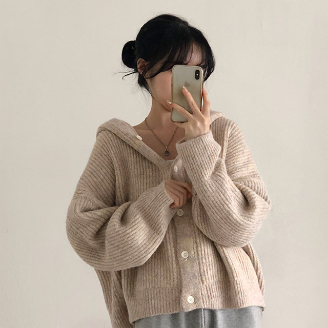 ANN DEMEULEMEESTER フード付きカーディガン XS ダスト ANN DEMEULEMEESTER フード付きカーディガン XS ダスト