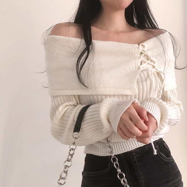 リボンリブオフショルニット | ファッション通販サイト NUGU