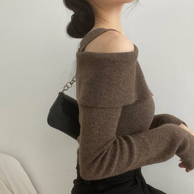 pium レイヤードケーブルニット ブラック （4color] オシャレな
