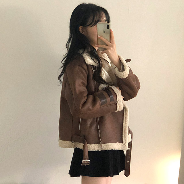 ボアハイネックベルトムートンジャケット | ファッション通販サイト NUGU