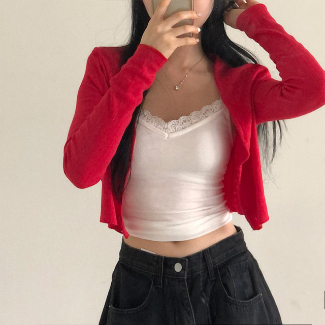 5color]フラワーパンチングVネックカーディガン | ファッション通販