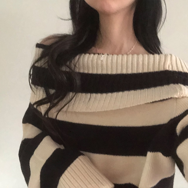 ボーダーオフショルニット | ファッション通販サイト NUGU