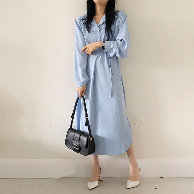 ◆春秋 ルーズ シャツ ドレス ロング シンプル 重ね着 ◇春秋 ルーズ シャツ ドレス ロング シンプル 重ね着