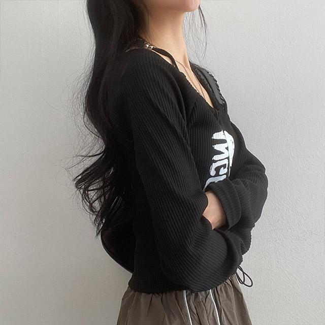 I ❤️ NY クロップド Tシャツ　黒 2color] ユニークホルターネッククロップドTシャツ