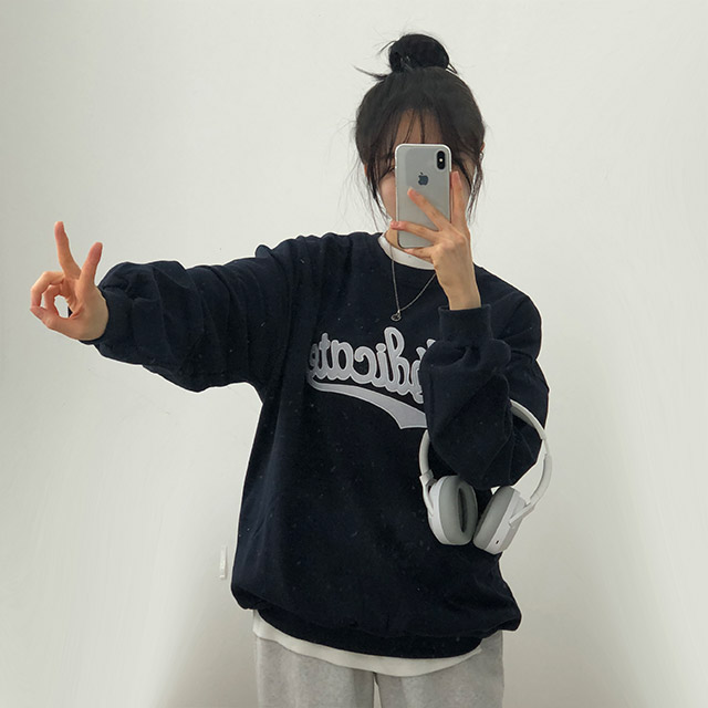 ルーズフィットレタリングスウェット | ファッション通販サイト NUGU