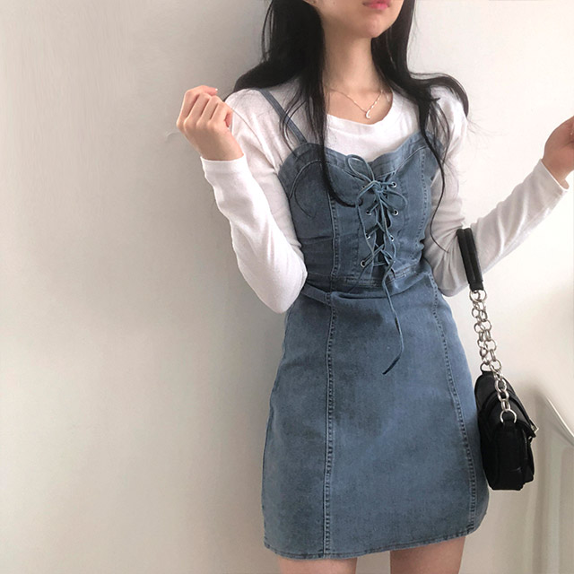 コルセットデニムビスチェキャミワンピース | ファッション通販サイト NUGU