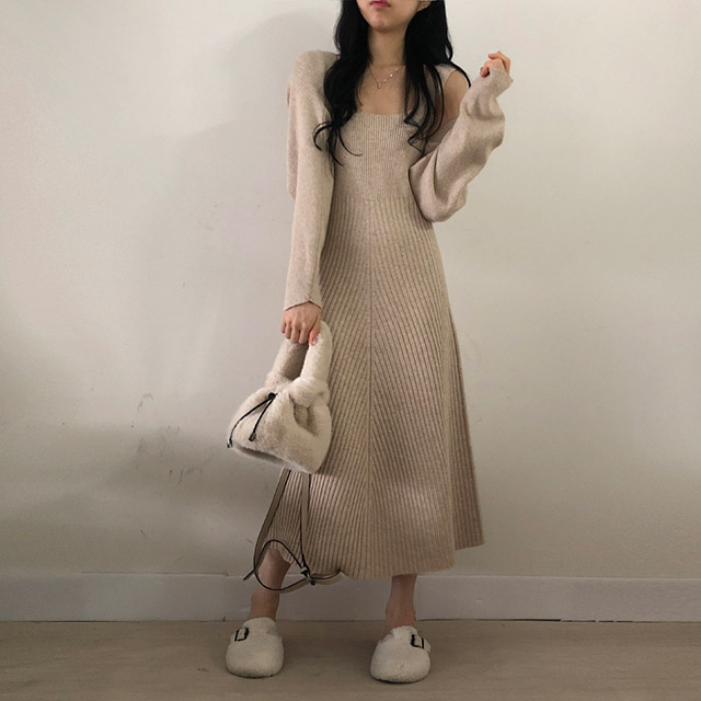 博多トミオ SET]ボレロカーディガン＋キャミワンピースセット