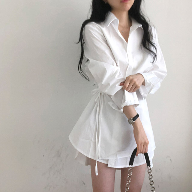 ゆきL'or ホワイト ラップワンピース 半袖 ラップシャツワンピース | ファッション通販サイト NUGU