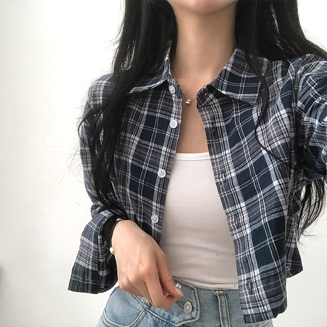 のにはぱ スリットチェッククロップドシャツ | ファッション通販サイト NUGU