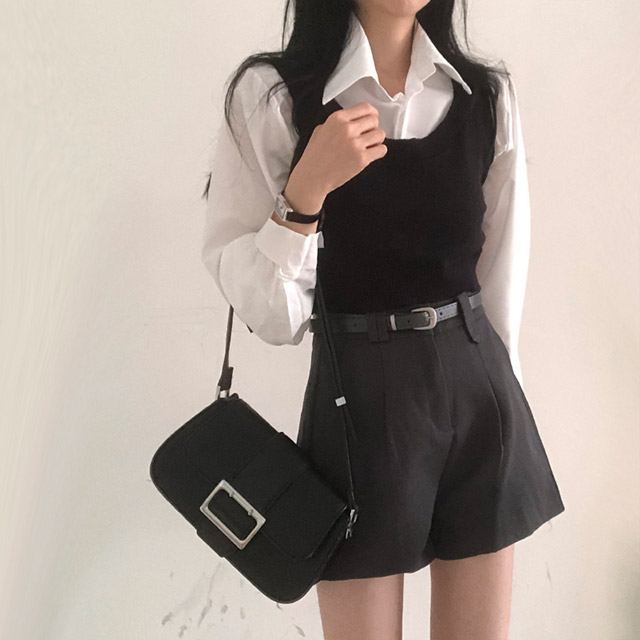 Enfold ベルトストレートハーフパンツ ENFOLD(エンフォルド)/BELT WIDE-TROUSERS