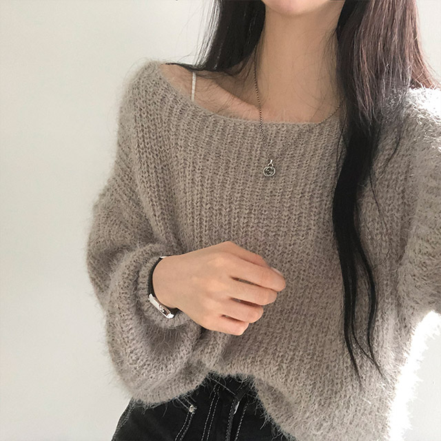 ナイロンファー ニット 6color]ボートネックファーニット | ファッション通販サイト NUGU