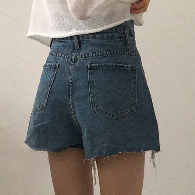 ハイウエストデニムショートパンツ | ファッション通販サイト NUGU