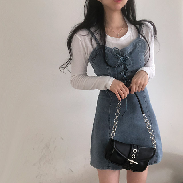 コルセットデニムビスチェキャミワンピース | ファッション通販