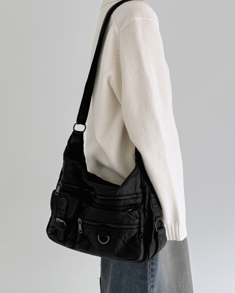 UNISEX)ヴィンテージマルチポケットクロスボディバッグ