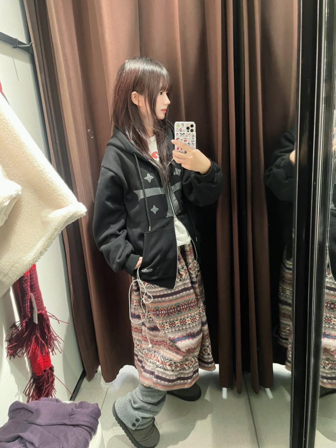 モノクロスフーディーパーカー [ブラック]