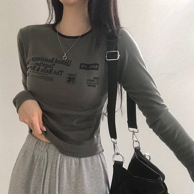 4color]バイカラーセミクロップド長袖Tシャツ | ファッション通販