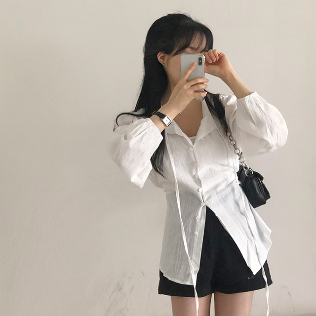シャーリングパフブラウス A'GEM/9 × .kom 『 FANCY CLUB/ファンシークラブ』 SHIRRING