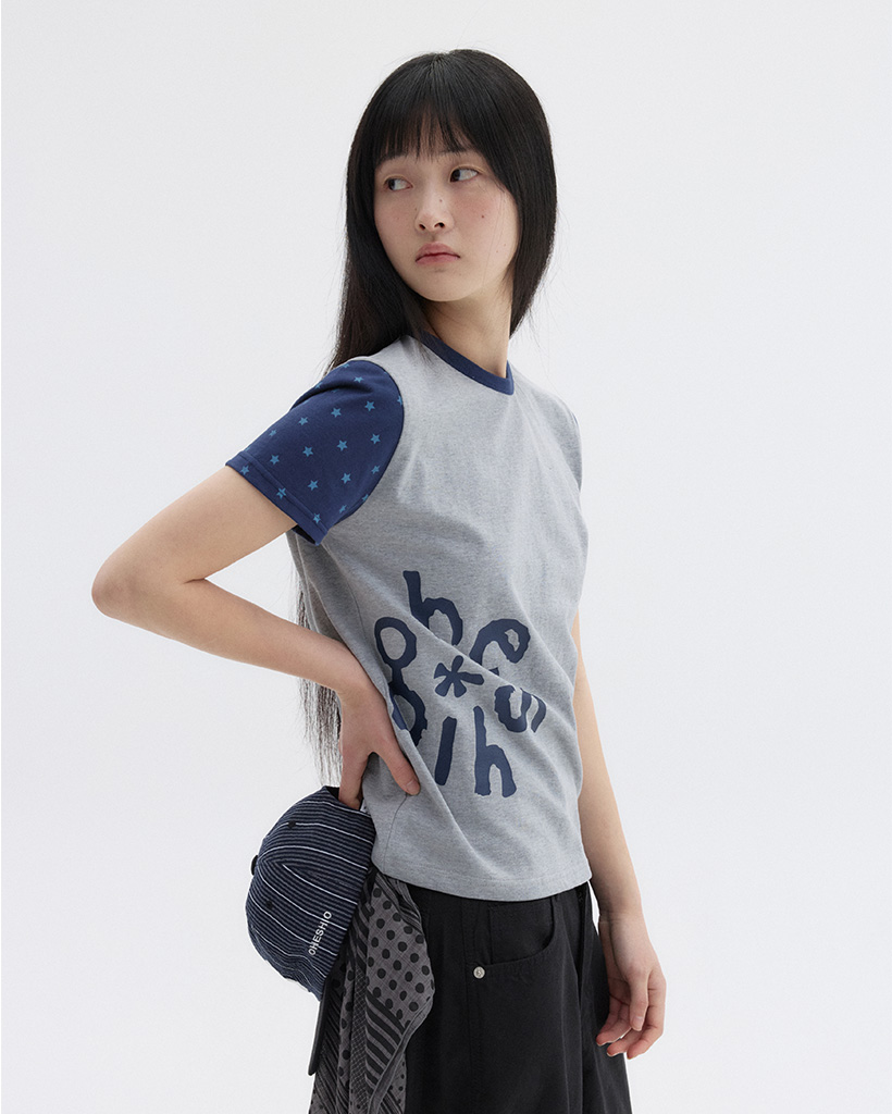 STAR TWO TONE T-SHIRT, GRAY