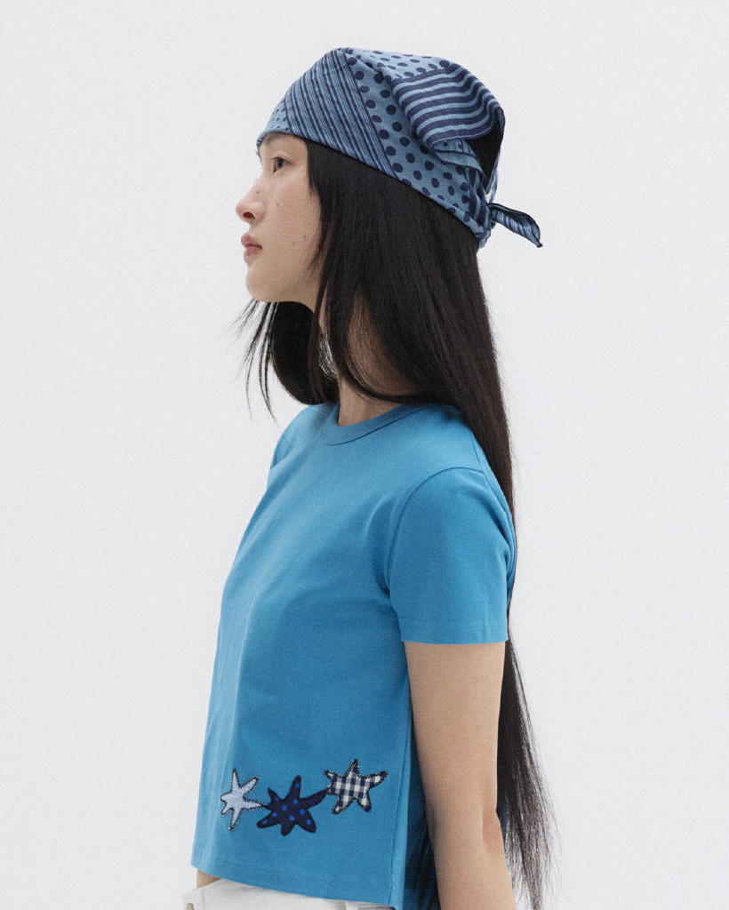 MIX DOT PATTERN SHEER SCARF, BLUE