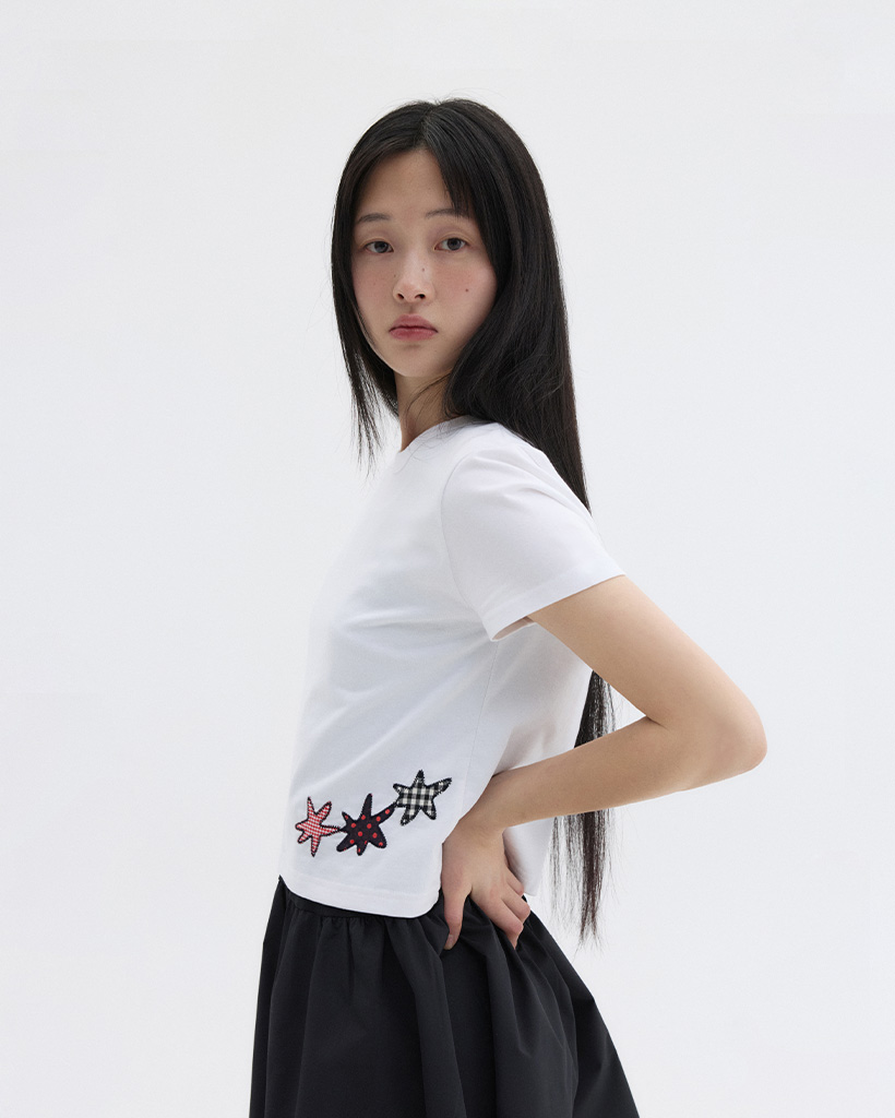 STAR PATCHY T-SHIRT, WHITE