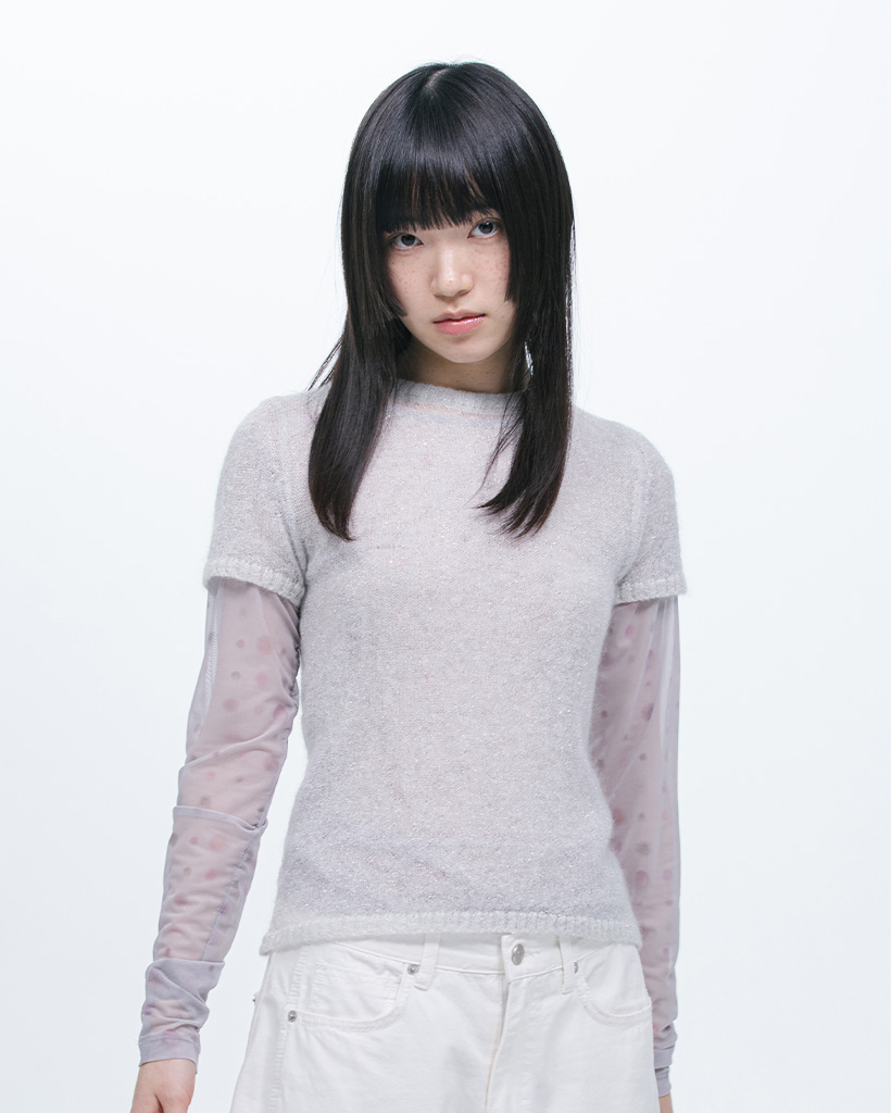SPANGLE SHEER KNIT, SILVER