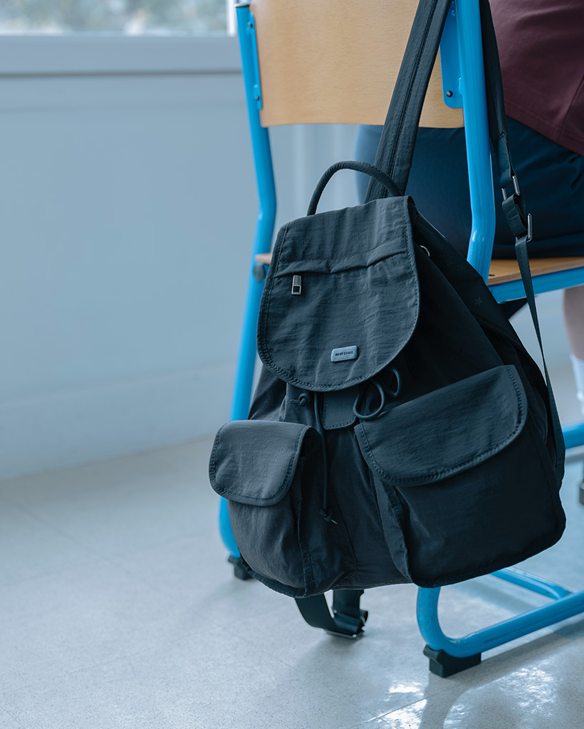 TWO POCKET BACKPACK, BLACK