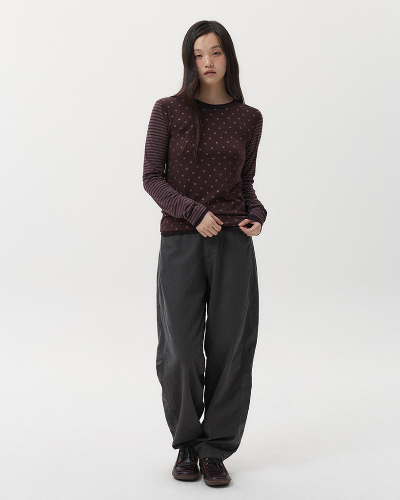 STAR STRIPE LONG T-SHIRT, BROWN | ファッション通販サイト NUGU