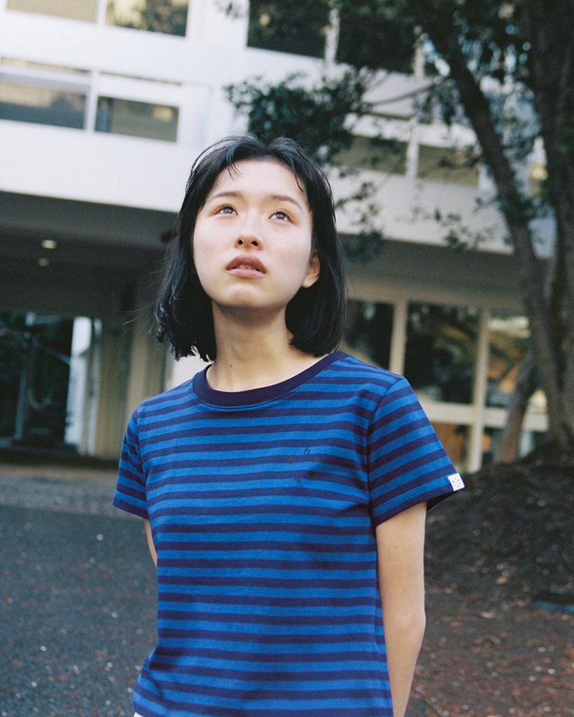 STRIPE LOGO CROP T-SHIRT, BLUE