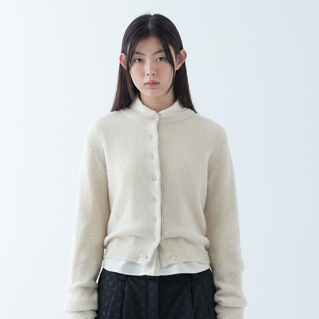 boucle wool cardigan, ivory