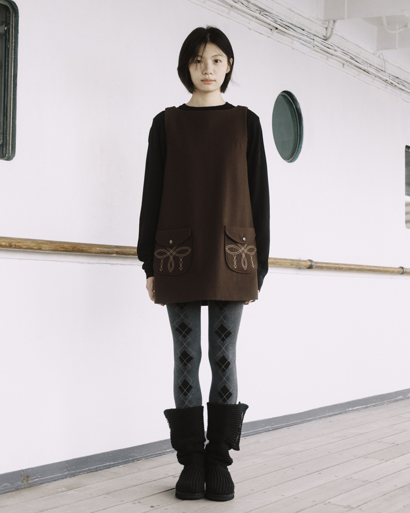 WESTERN STITCH POCKET DRESS, BROWN