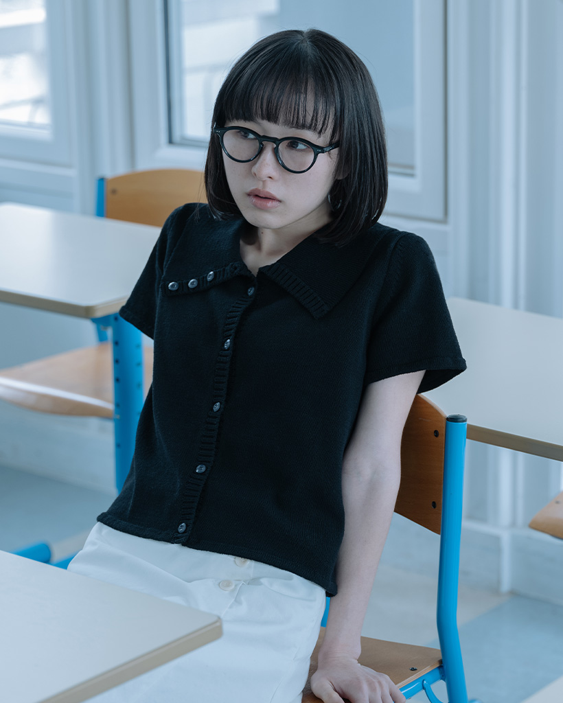 SAILOR COLLAR HALF CARDIGAN, BLACK | ファッション通販サイト NUGU