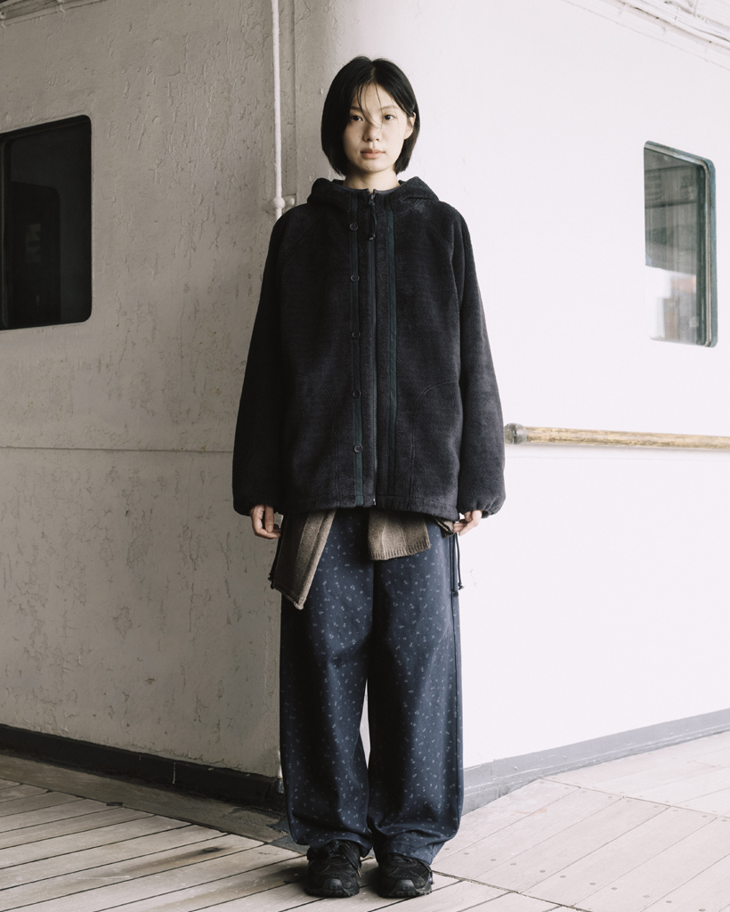 HAIRY HOODED ZIP-UP, NAVY