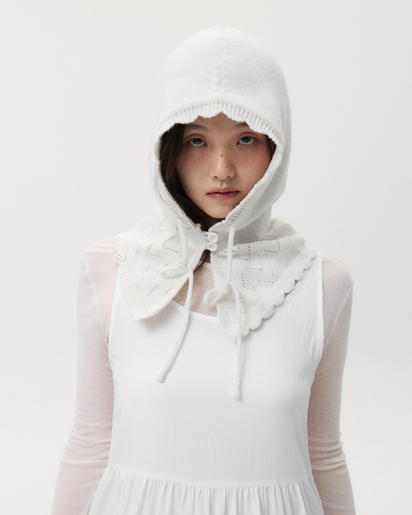 LACE KNIT BALACLAVA, WHITE | ファッション通販サイト NUGU