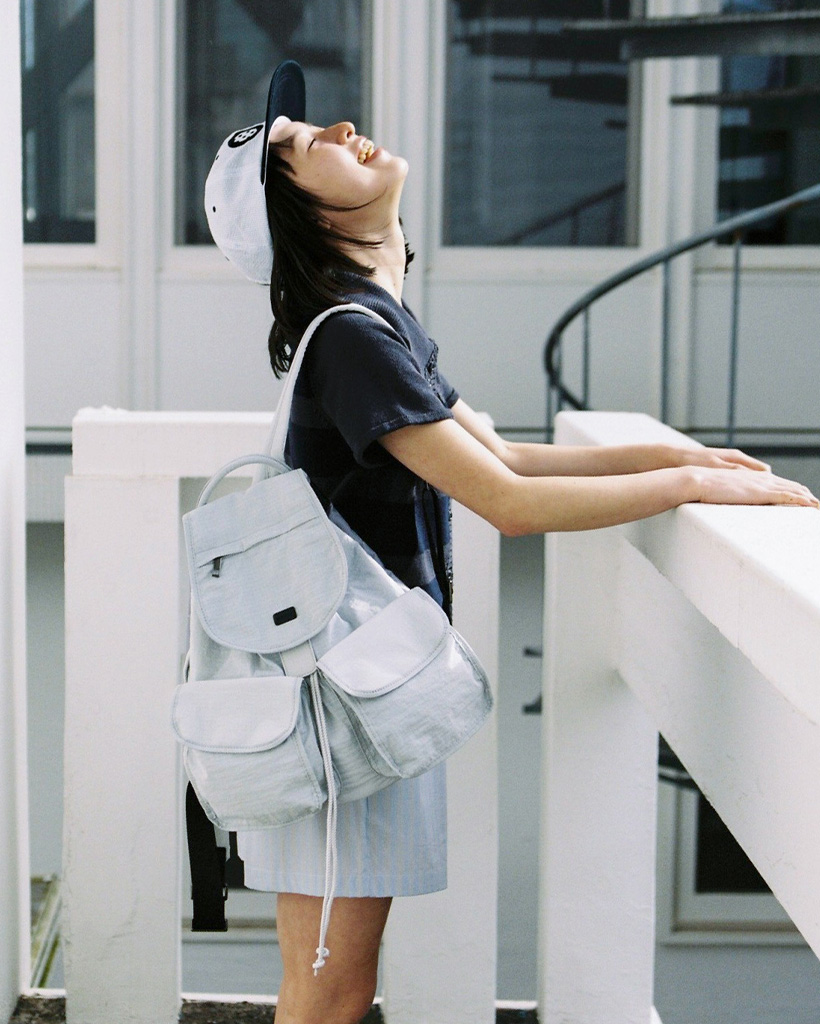 TWO POCKET BACKPACK, LIGHT GRAY