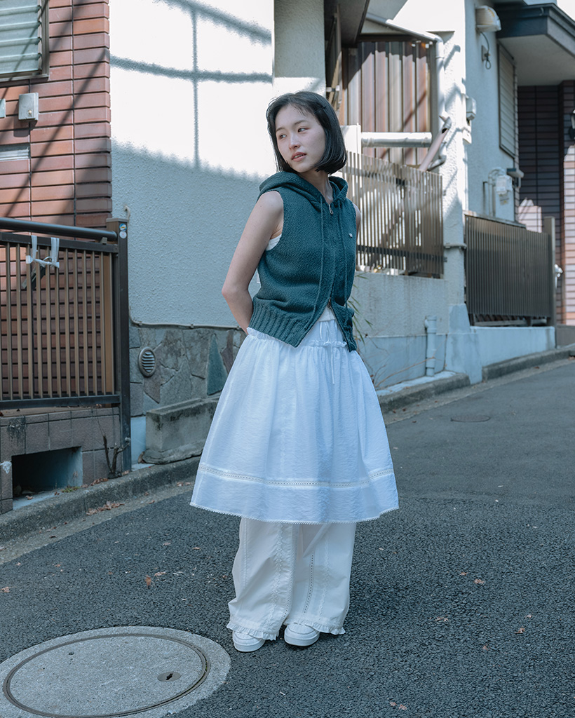 FRILL LAYERED SKIRT, WHITE