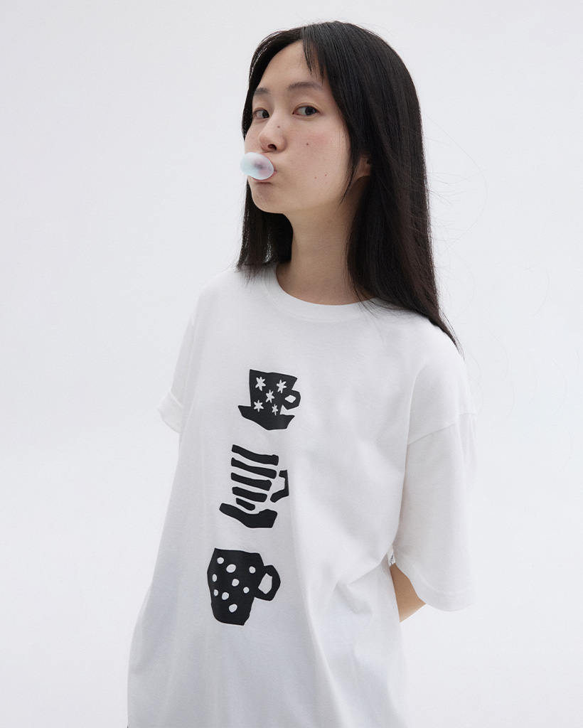 [nugu限定商品] CUP OVERFIT T-SHIRT, WHITE
