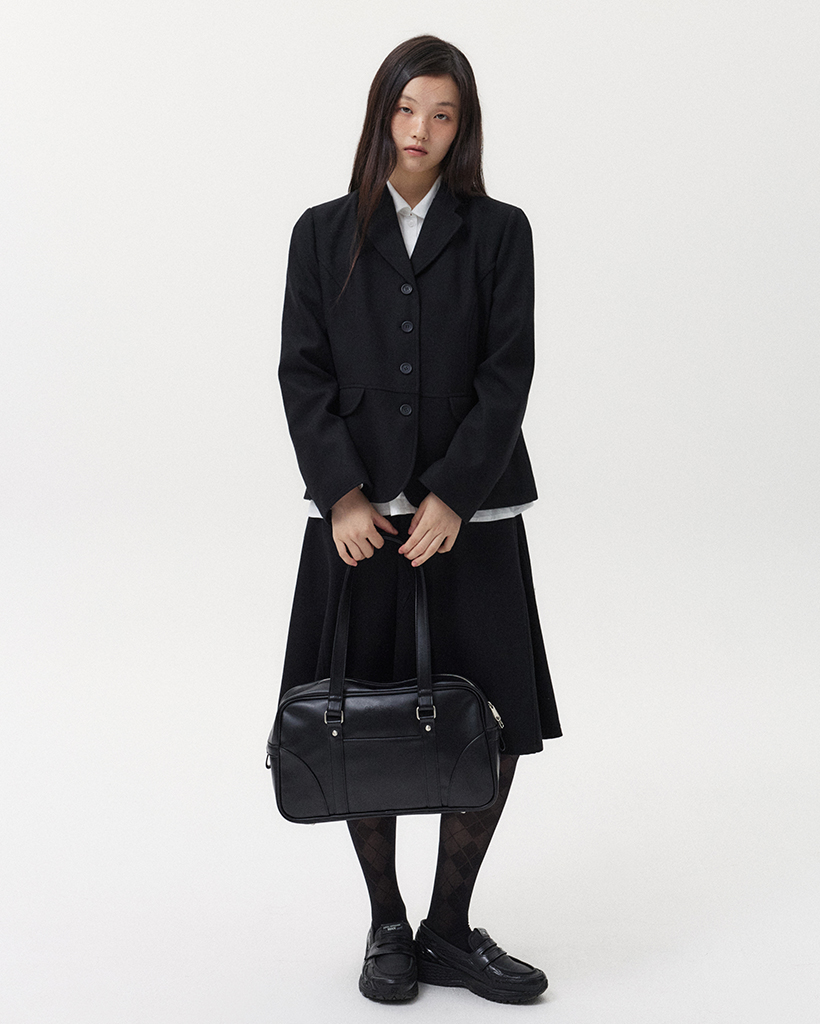 REGULAR WOOL TWILL JACKET, BLACK