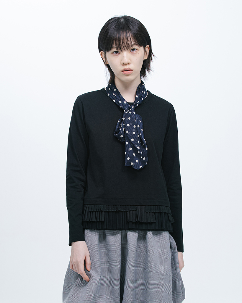 Layered Lace Frill Long Sleeve (FL-137_Black) | ファッション