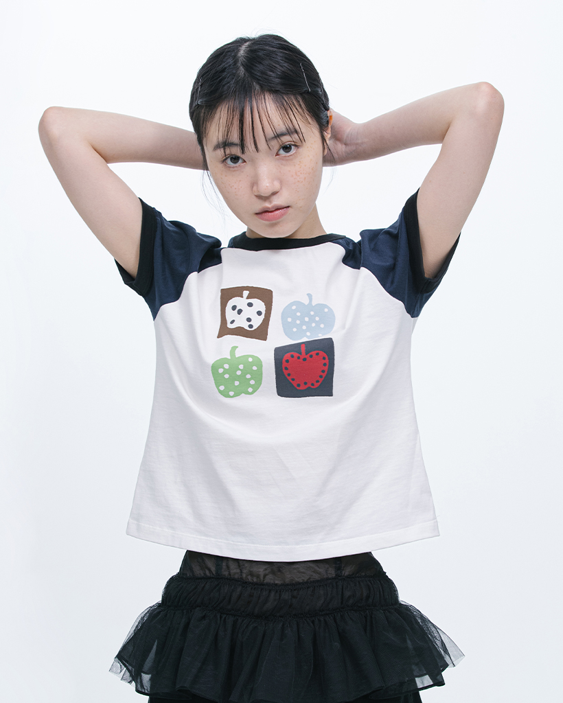 [Influencer pick] APPLE RAGLAN T-SHIRT, WHITE