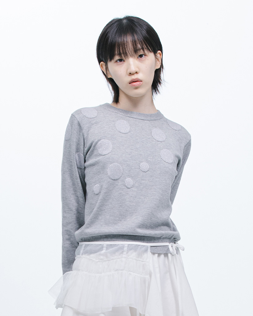 DOT GLITTER KNIT, GRAY