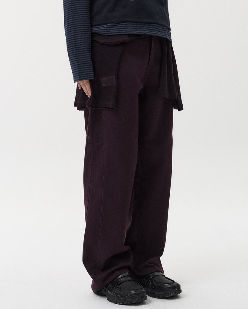 STRAIGHT COTTON PANTS, PURPLE