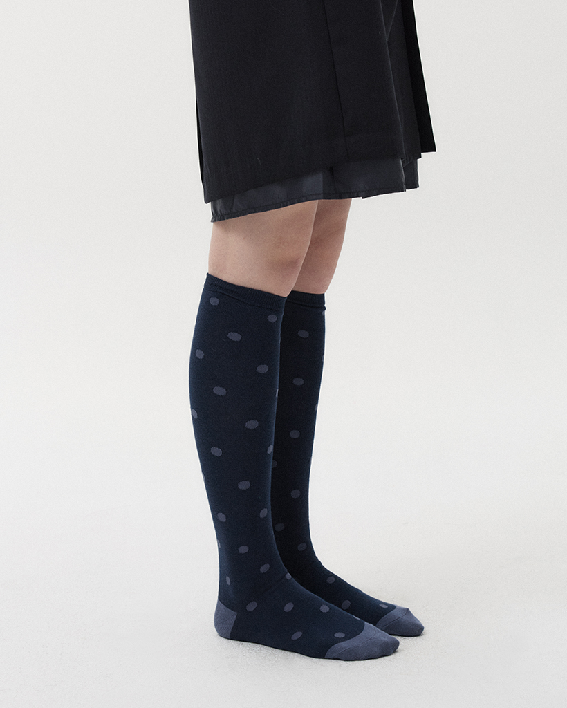 DOT KNEE SOCKS, NAVY