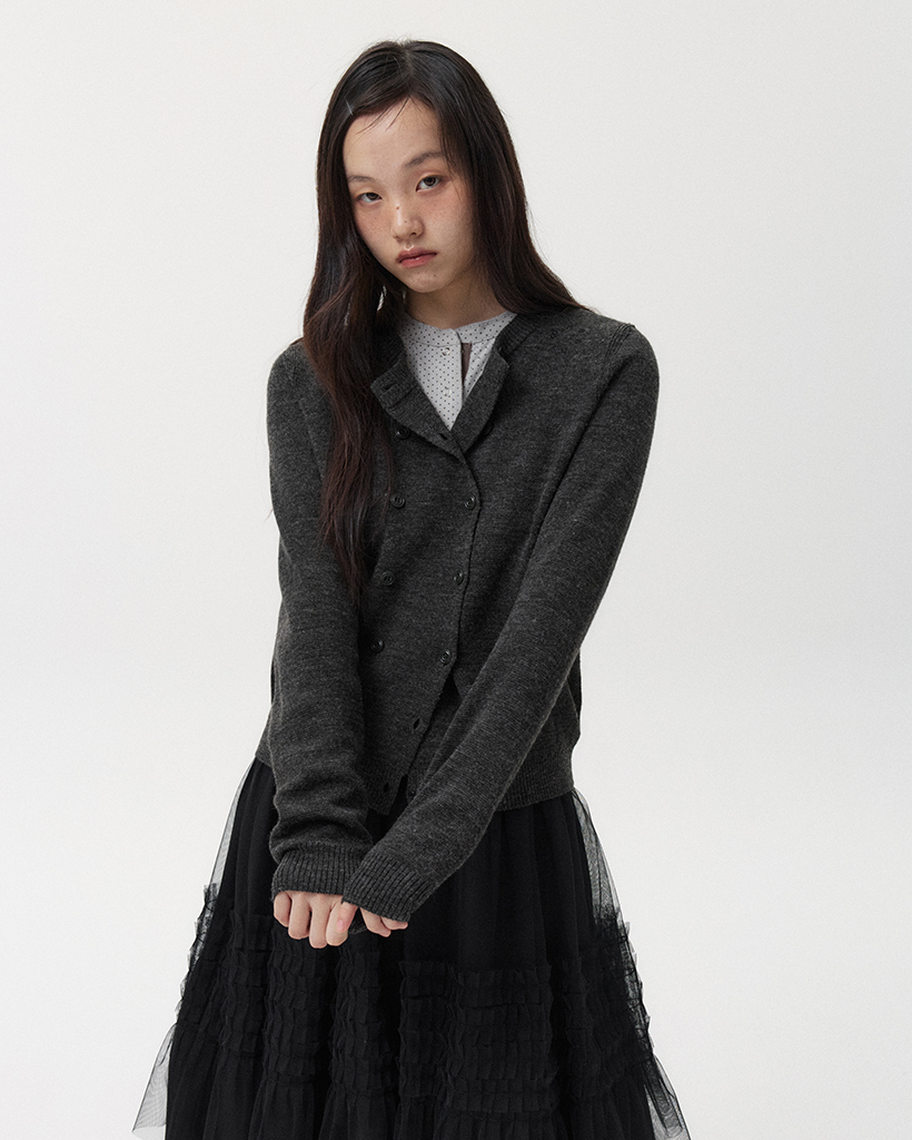 DOUBLE BUTTON CARDIGAN, CHARCOAL