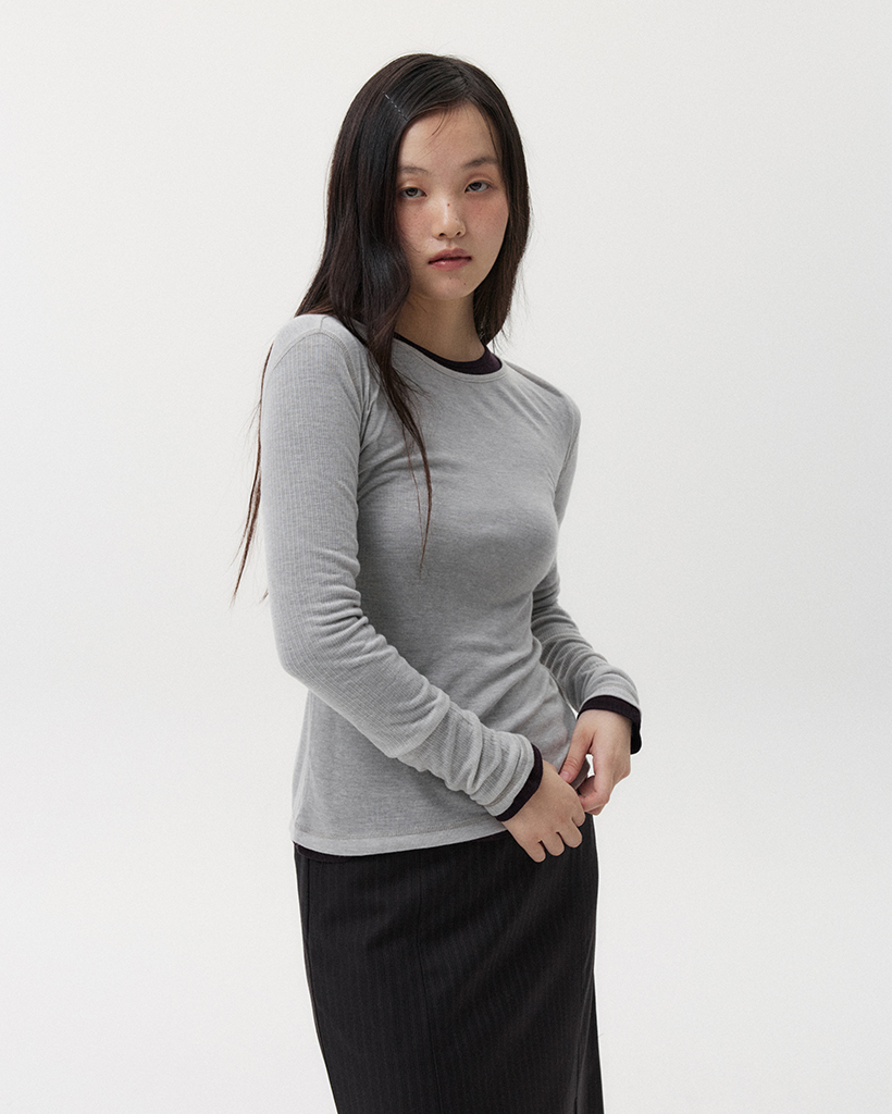 LINE TRACE LONG T-SHIRT, GRAY