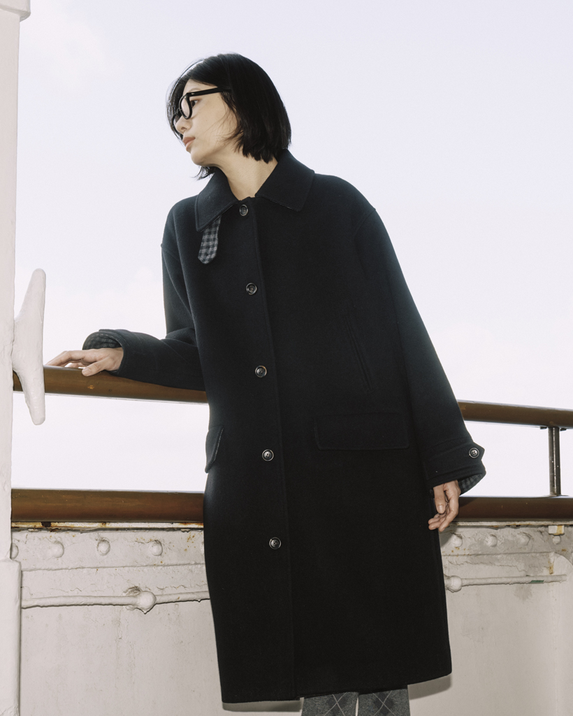 CHECK WOOL LONG COAT, BLACK | ファッション通販サイト NUGU