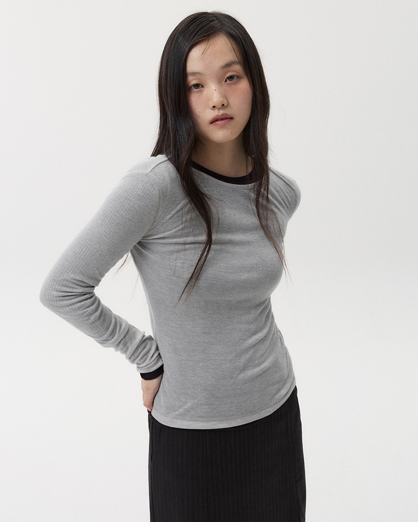りーぬ LINE TRACE LONG T-SHIRT, GRAY | ファッション通販サイト NUGU