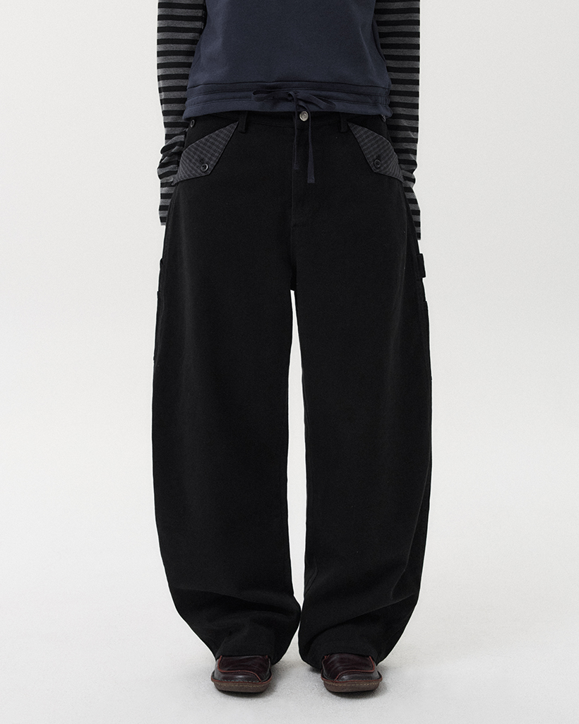 韓国 OHESHIO CHECK POCKET CARPENTER PANTS