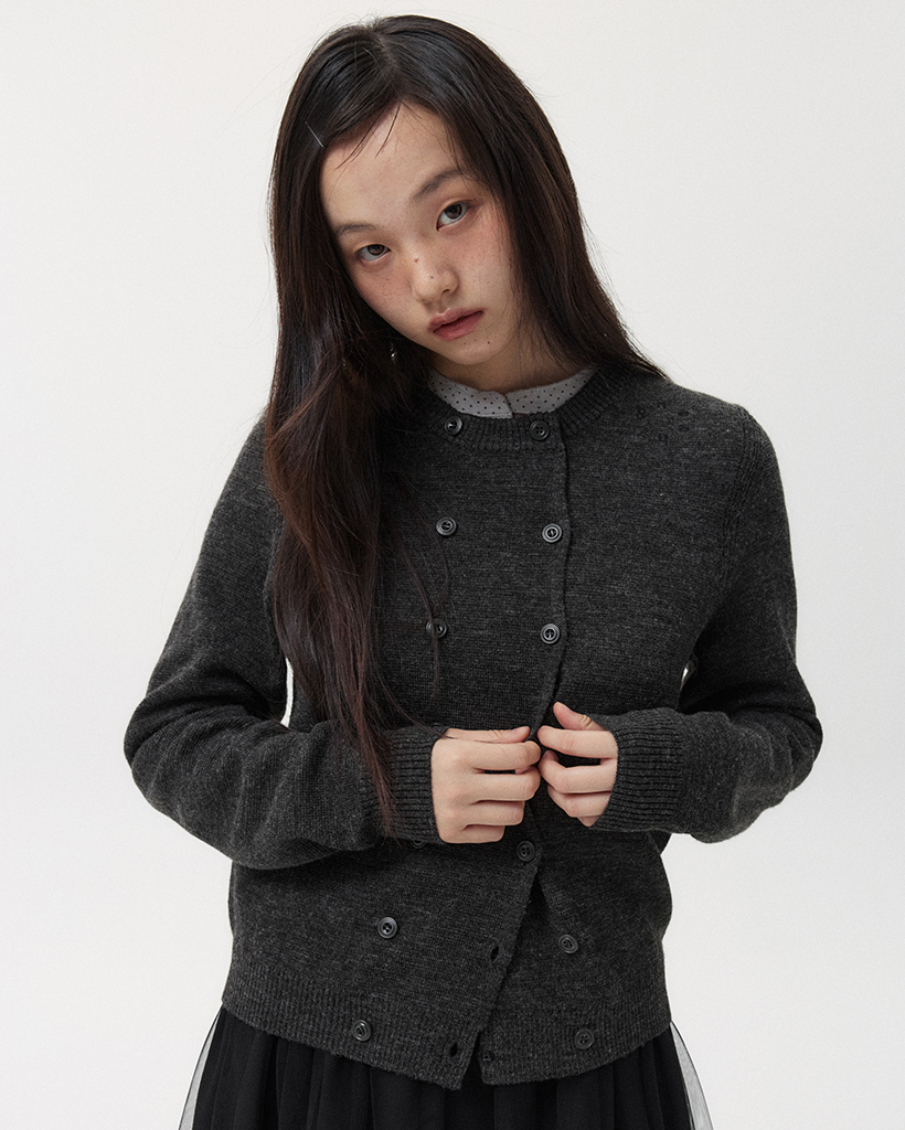 DOUBLE BUTTON CARDIGAN, CHARCOAL | ファッション通販サイト NUGU